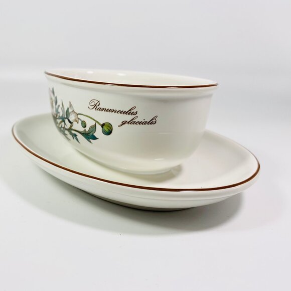 Villeroy & Boch Botanica Ranunculus Glacialis Oval Bowl with Attached Plate - Picture 5 of 7